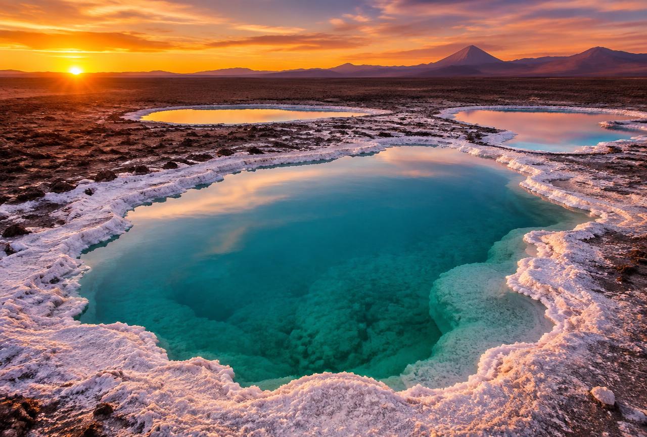 Lagunas escondidas de Baltinache en el salar de Atacama